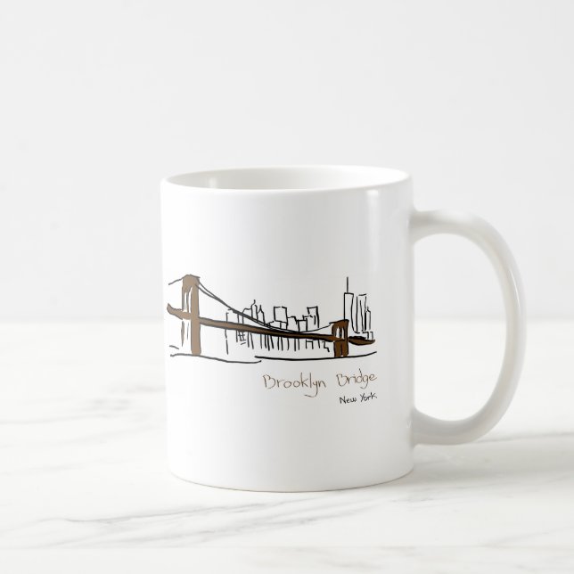 Brooklyn bridge New York illustration with the Coffee Mug (Right)