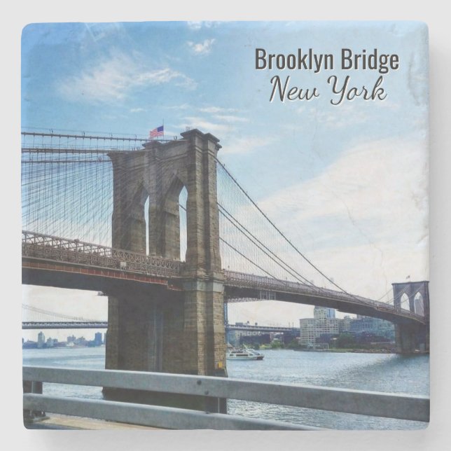 Brooklyn Bridge New York Souvenir Stone Coaster (Front)