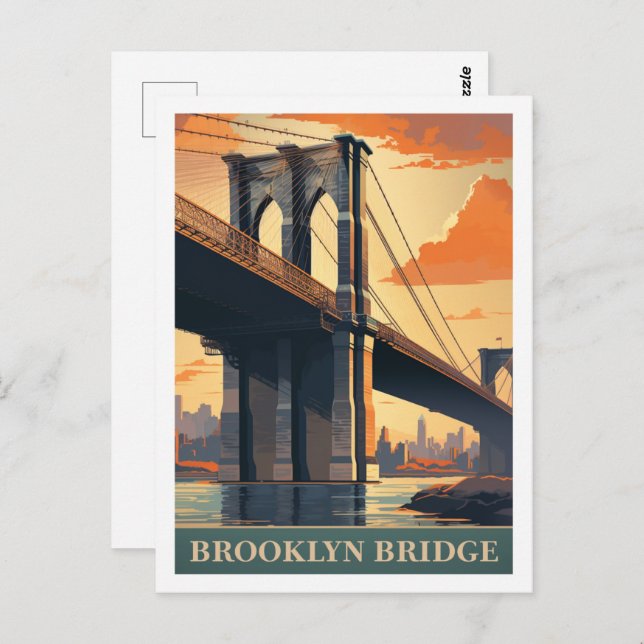 Brooklyn Bridge New York USA Famous Travel Place Postcard (Front/Back)