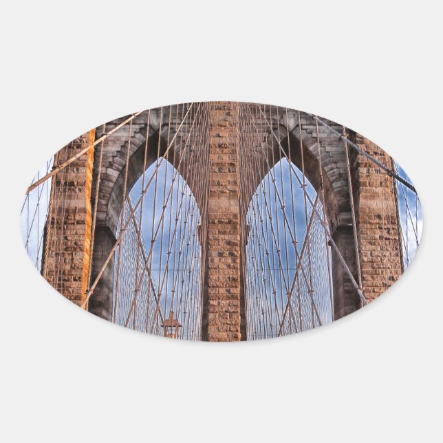 Brooklyn Bridge New York USA Oval Sticker (Front)