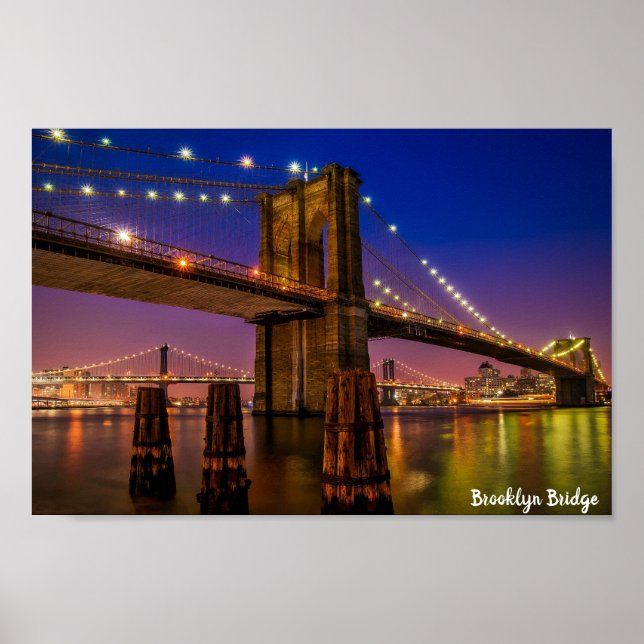 Brooklyn Bridge  Night Lights Poster (Front)