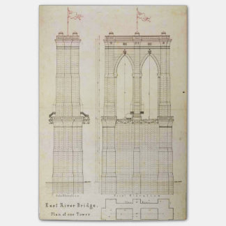 Brooklyn Bridge NYC architecture blueprint vintage Post-it Notes