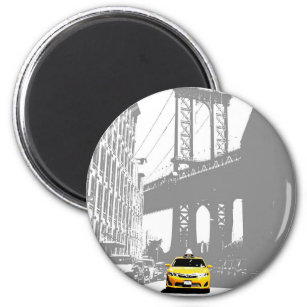 Brooklyn Bridge Nyc New York City Yellow Taxi Magnet