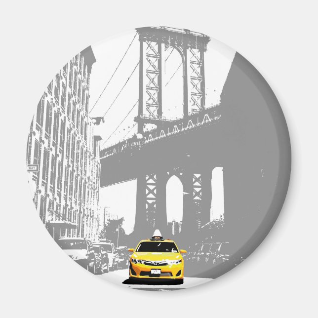 Brooklyn Bridge Nyc New York City Yellow Taxi Magnet (Front)
