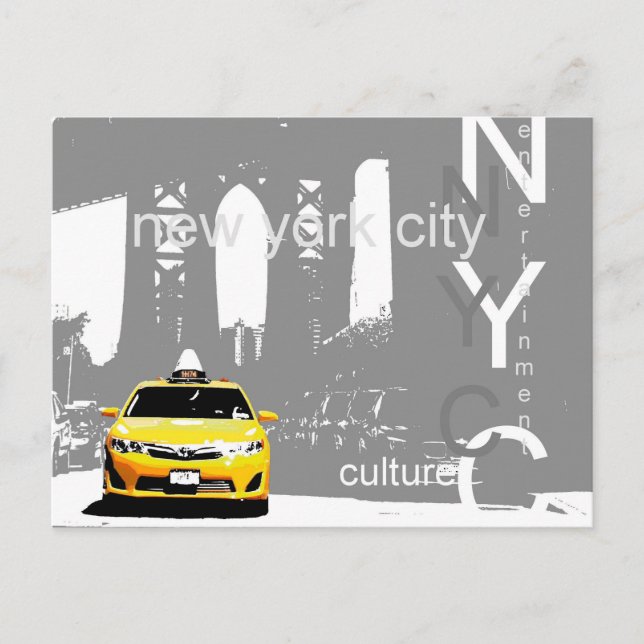 Brooklyn Bridge Nyc New York City Yellow Taxi Postcard (Front)