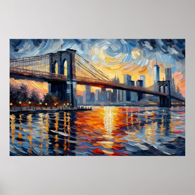 Brooklyn Bridge Oil Painting Poster (Front)