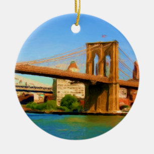 Brooklyn Bridge Painting Ceramic Tree Decoration