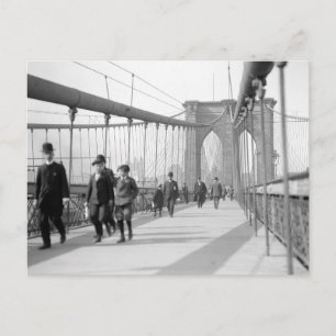 Brooklyn Bridge Pedestrians, 1909 Postcard