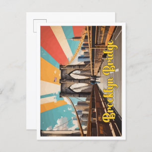Brooklyn Bridge Pop Art Travel Illustration Postcard