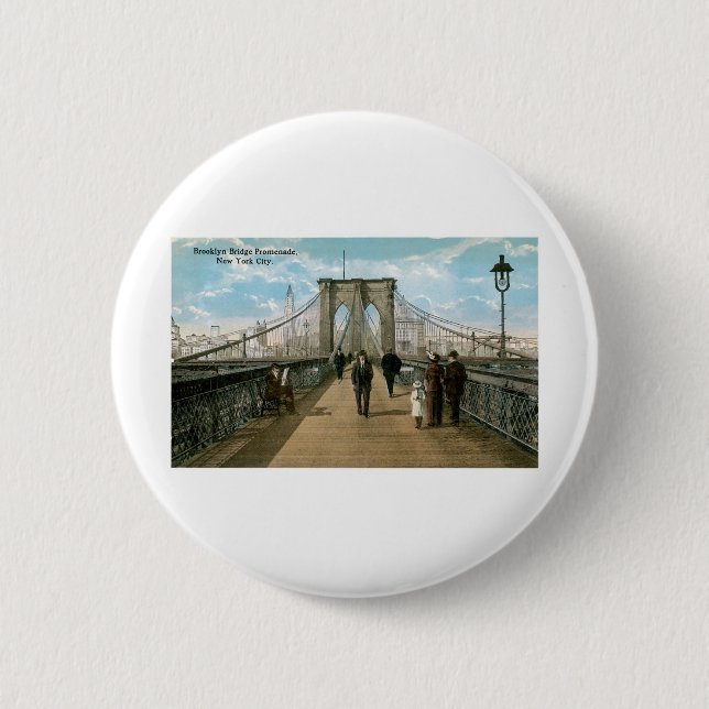 Brooklyn Bridge Promenade, New York City 6 Cm Round Badge (Front)