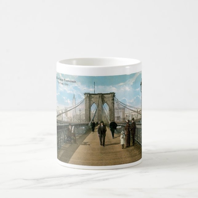Brooklyn Bridge Promenade, New York City Coffee Mug (Center)