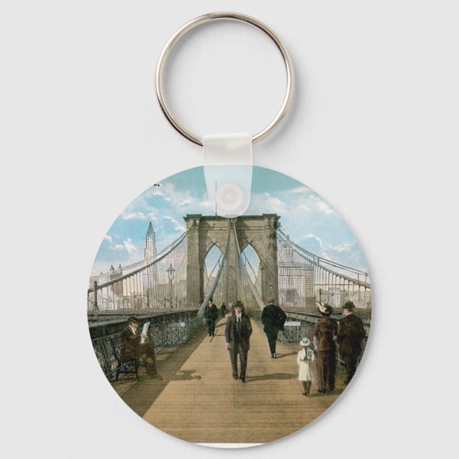 Brooklyn Bridge Promenade, New York City Key Ring (Front)