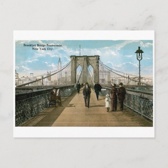 Brooklyn Bridge Promenade, New York City Postcard (Front)