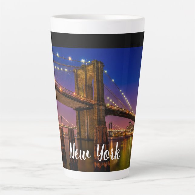 Brooklyn Bridge Scenic Night View Latte Mug (Front)