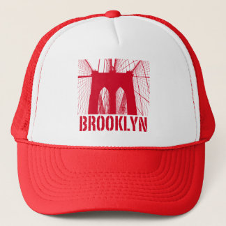 Brooklyn Bridge silhouette red Trucker Hat