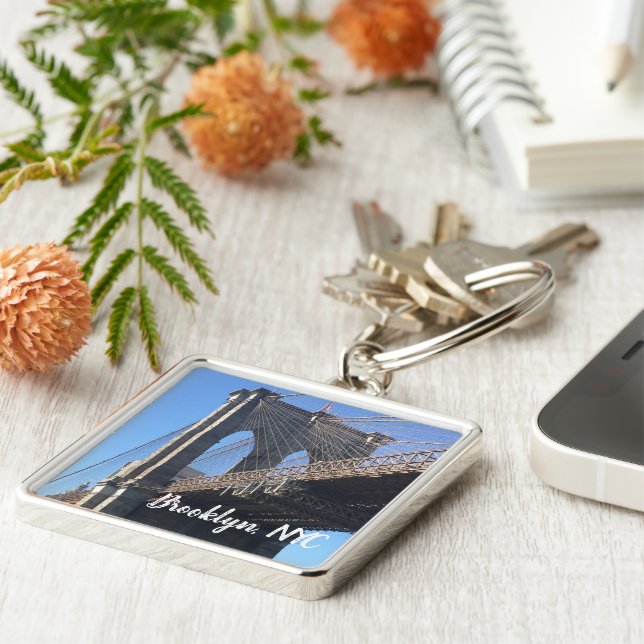 Brooklyn Bridge Sky New York City NYC Photography Key Ring (Side)