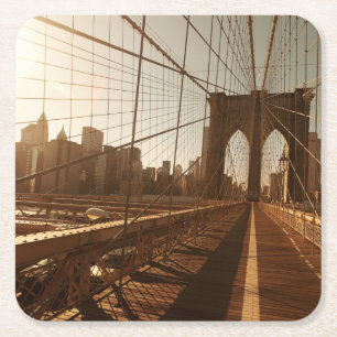 Brooklyn Bridge. Square Paper Coaster