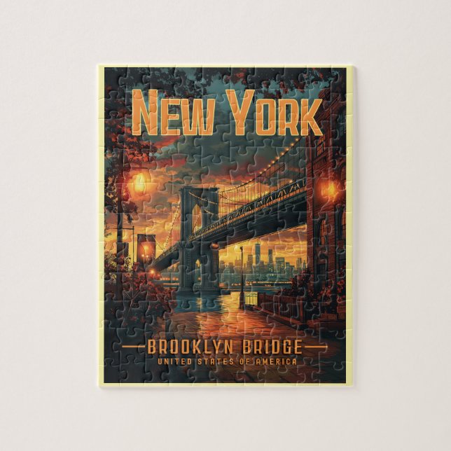 Brooklyn Bridge Sunrise - A Stunning Travel  Jigsaw Puzzle (Vertical)