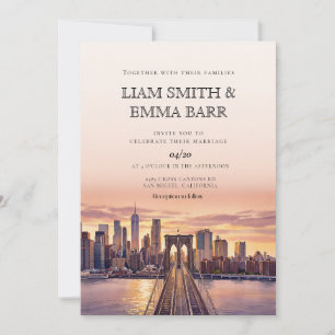 Brooklyn Bridge Sunset NYC Wedding Invitation