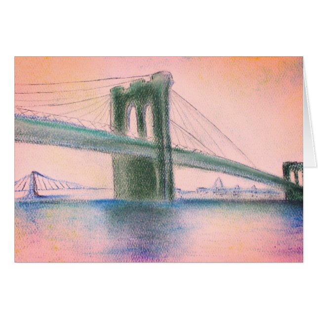 Brooklyn Bridge Sunset Serenity NYC Greeting Card (Front Horizontal)