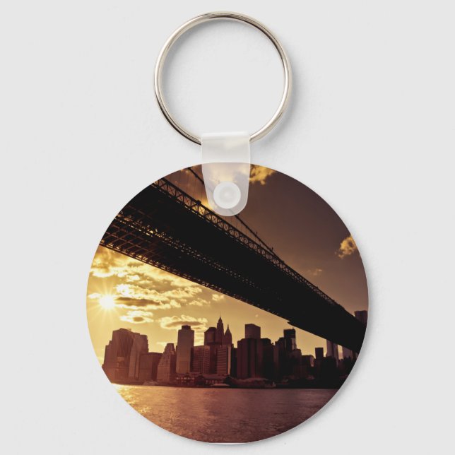 Brooklyn Bridge With New York City Skyscrapers Key Ring (Front)