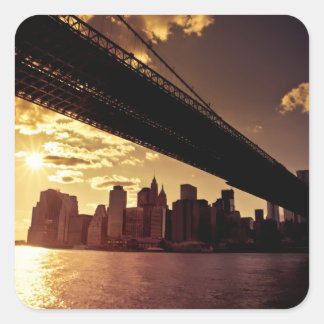 Brooklyn Bridge With New York City Skyscrapers Square Sticker