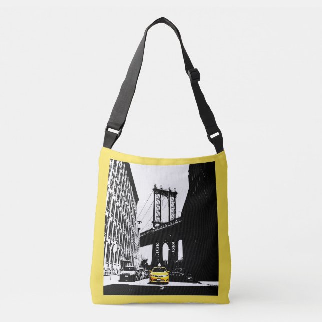 Brooklyn Bridge Yellow Taxi Nyc NewYork Graceful Crossbody Bag (Front)