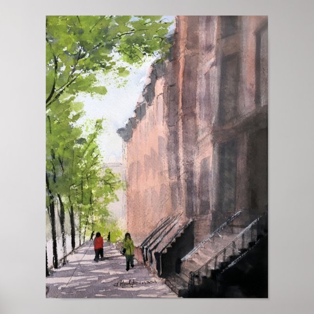 BROOKLYN BROWNSTONES, WATERCOLOR POSTER (Front)