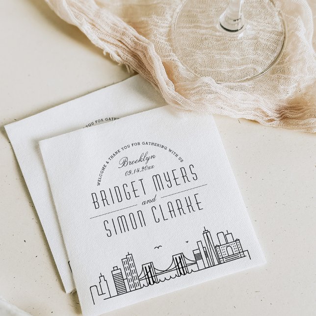 Brooklyn Deco Skyline | Wedding Event Napkins (Creator Uploaded)