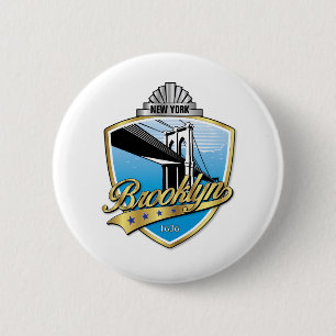 Brooklyn Design Gold 6 Cm Round Badge