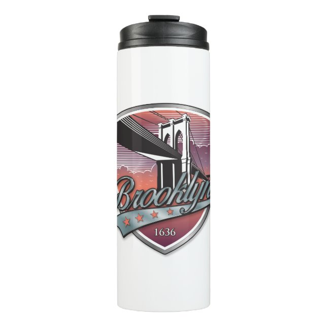 Brooklyn Design Silver Metallic Thermal Tumbler (Front)