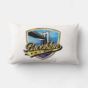 Brooklyn Elegant Gold Swoosh Logo Design Lumbar Cushion
