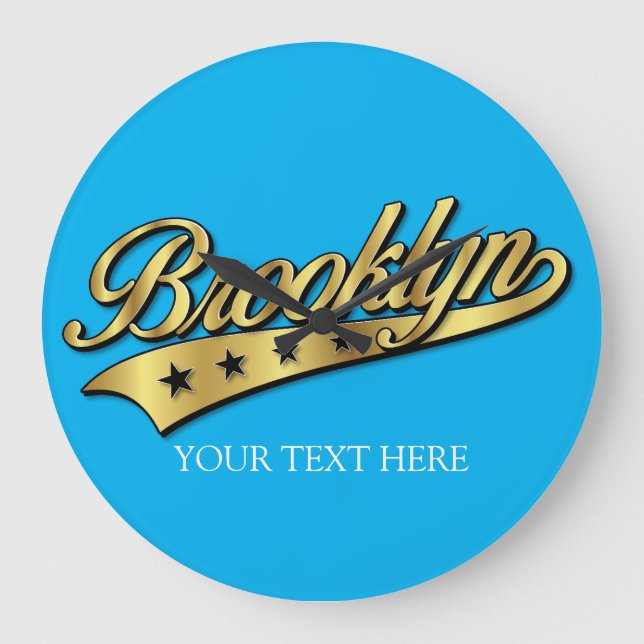 Brooklyn Gold Swoosh Design Template Clock (Front)