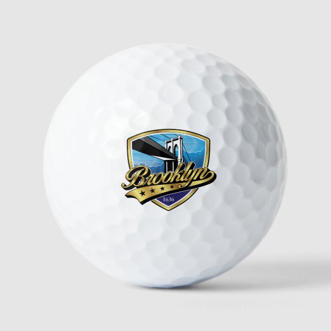 Brooklyn Gold Swoosh Logo Design Golf Balls (Front)