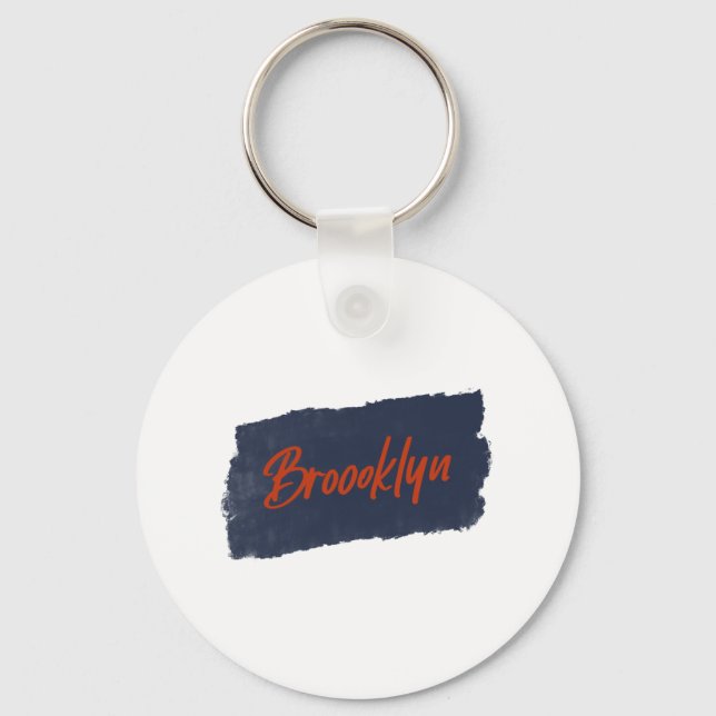 Brooklyn Handwritten Red Typography   Key Ring (Front)