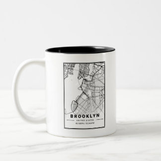 Brooklyn Light City Map Two-Tone Coffee Mug