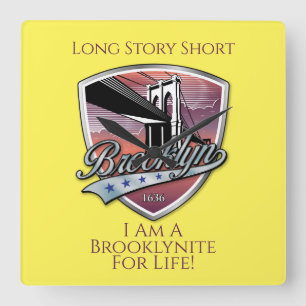 Brooklyn Logo Design Square Wall Clock