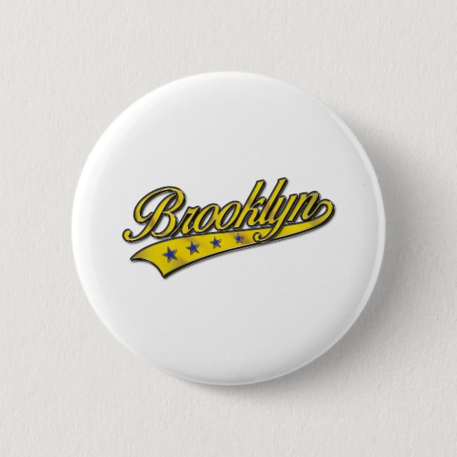 Brooklyn Logo Gold Embossed 6 Cm Round Badge (Front)