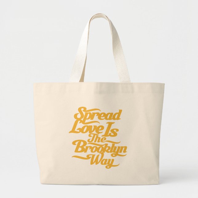 Brooklyn Love Yellow Large Tote Bag (Front)
