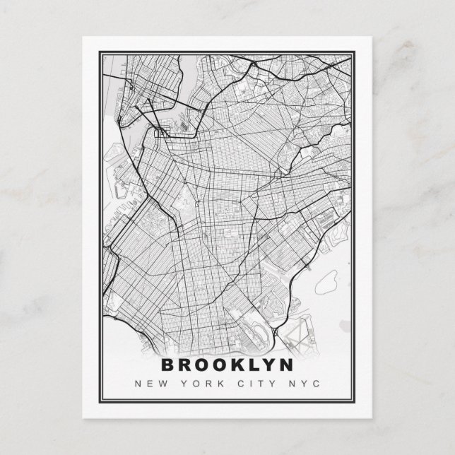 Brooklyn Map Holiday Postcard (Front)