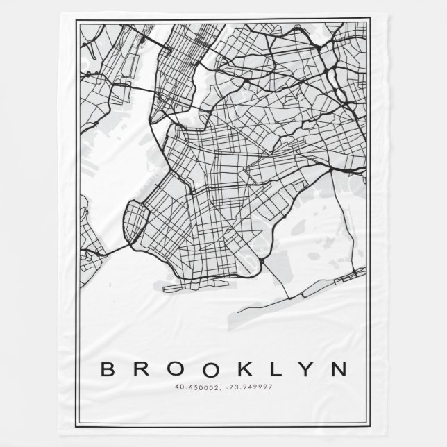 Brooklyn Map Illustration Fleece Blanket (Front)