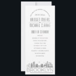 Brooklyn | Modern Deco Wedding Program<br><div class="desc">A deco skyline-themed wedding program for a wedding taking place in the beautiful city of Brooklyn, New York. This wedding program card features a stylised illustration of the city's unique skyline with its name underneath. This is resting underneath your wedding day information in a matching open-lined style. On the reverse...</div>