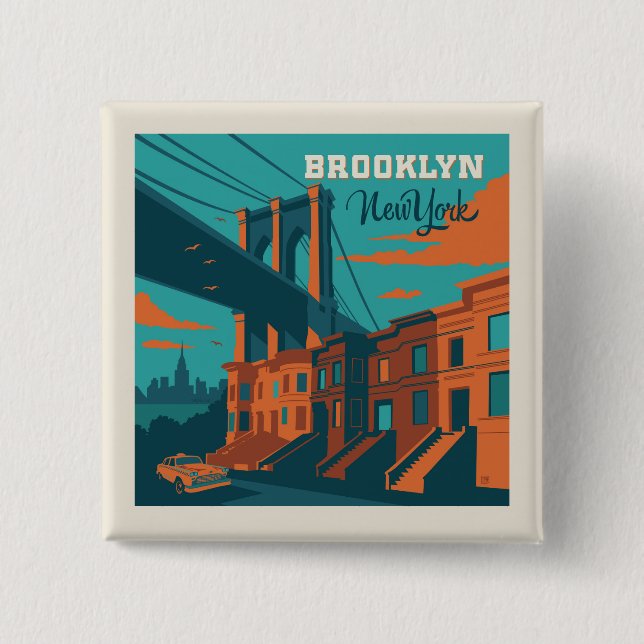 Brooklyn New York 15 Cm Square Badge (Front)