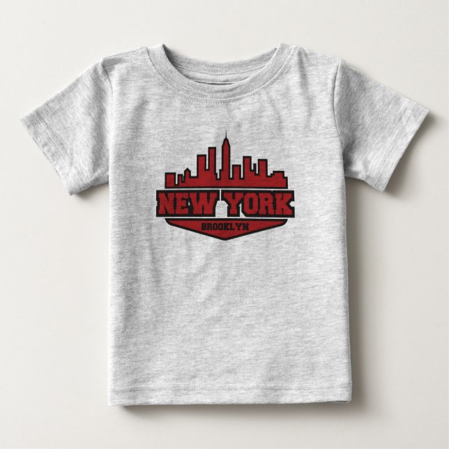 Brooklyn New York | Block Style Script Baby T-Shirt (Front)