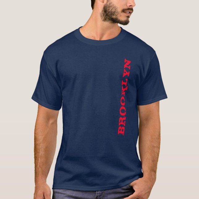 Brooklyn New York City Nyc Navy Blue Red Men's T-Shirt (Front)