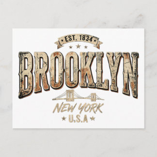 Brooklyn New York City Ornate Gold Script Design Postcard