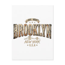 Brooklyn New York City Ornate Gold Script Design