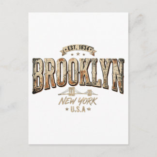 Brooklyn New York City Ornate Gold Script Design Postcard