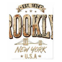 Brooklyn New York City Ornate Gold Script Design