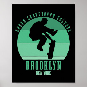 Brooklyn New York City Skateboarder Urn Skateboard Poster